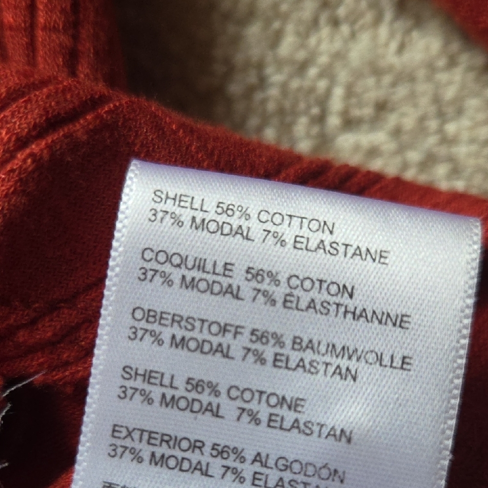 Pilcro Rust Red Ribbed Button-Front Ruffle Hem Top - Picture 3 of 4